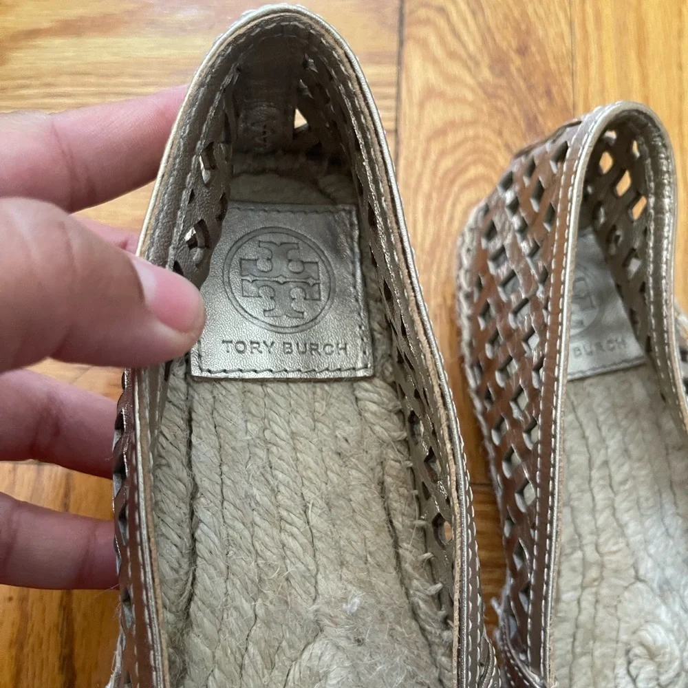 Tory Burch Gold Laser Cut Espadrilles